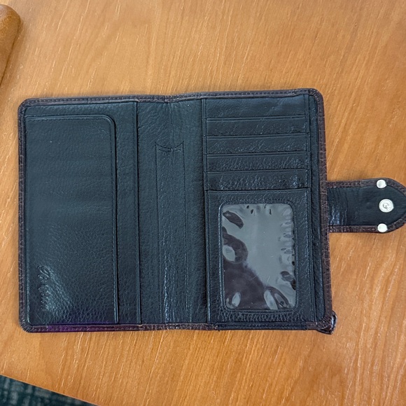 Vintage Brighton Brown Crocodile Embossed Wallet with silver heart clasp - Picture 4 of 13